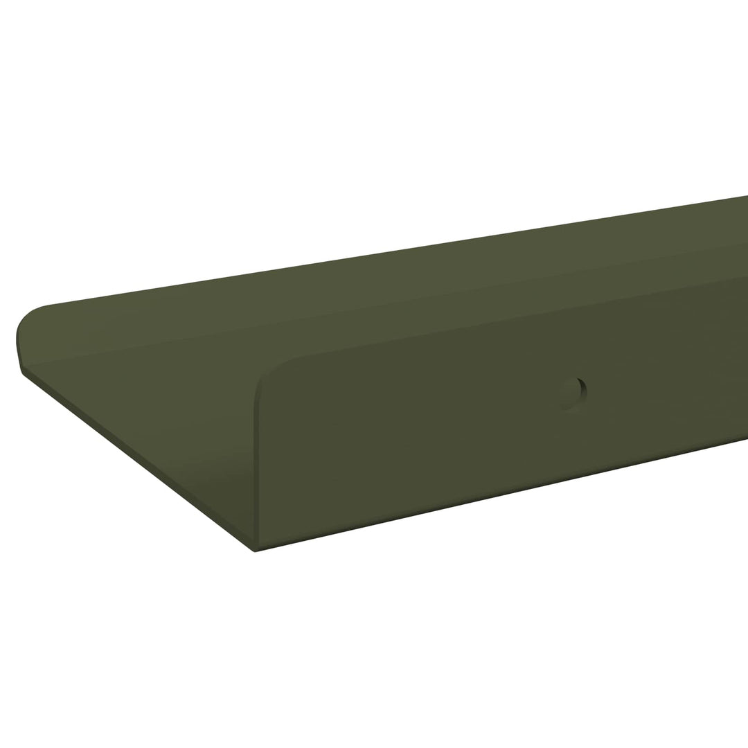 Svævende hylde 2 pcs Oliven grøn 100 x 9 x 2,5 cm Stål