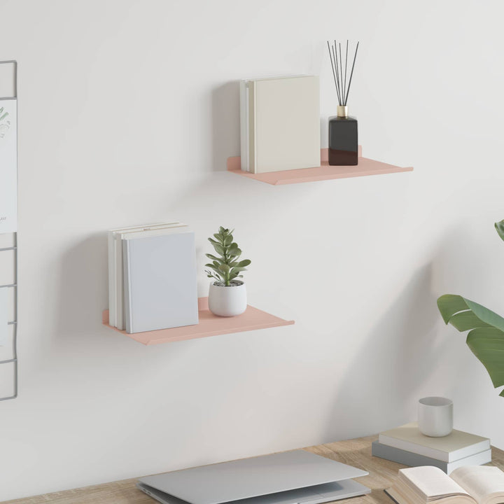 Svævende hylde Vægmonteret 2 pcs Lyserød 30 x 18 x 2,5 cm Stål