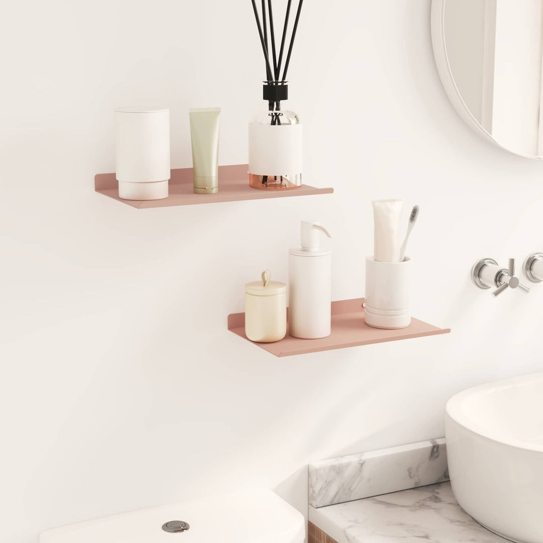Svævende hylde Vægmonteret 2 pcs Lyserød 30 x 18 x 2,5 cm Stål