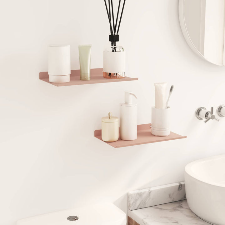 Svævende hylde Vægmonteret 2 pcs Lyserød 30 x 18 x 2,5 cm Stål