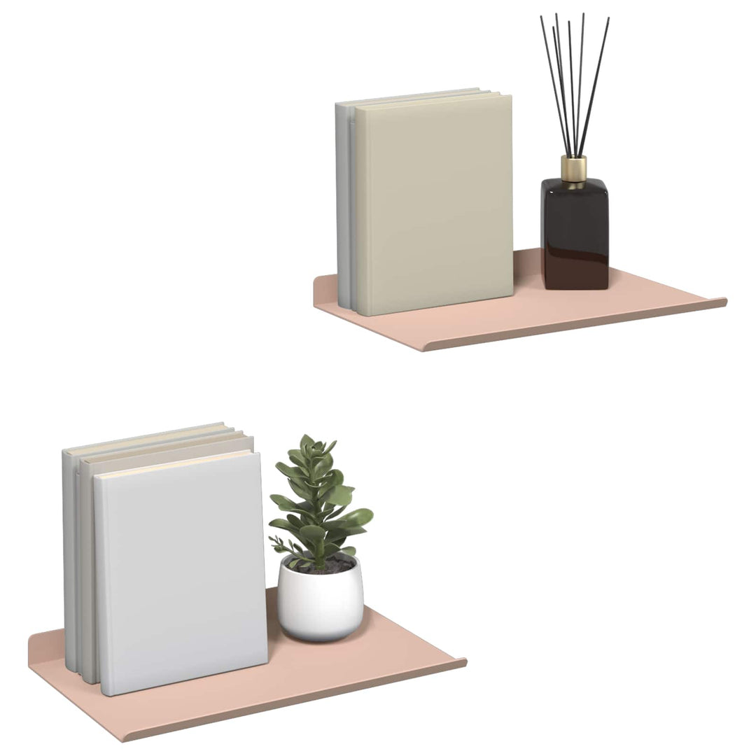 Svævende hylde Vægmonteret 2 pcs Lyserød 30 x 18 x 2,5 cm Stål