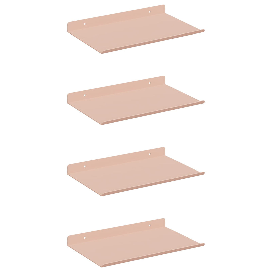 Svævende hylde Vægmonteret 4 pcs Lyserød 30 x 18 x 2,5 cm Stål
