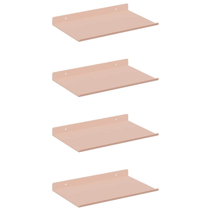 Svævende hylde Vægmonteret 4 pcs Lyserød 30 x 18 x 2,5 cm Stål