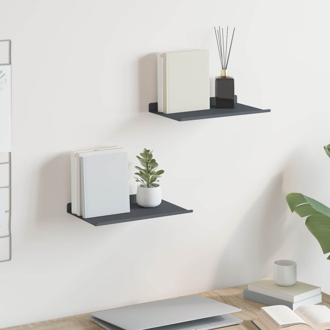 Svævende hylde Vægmonteret 2 pcs Antracit 30 x 18 x 2,5 cm Stål
