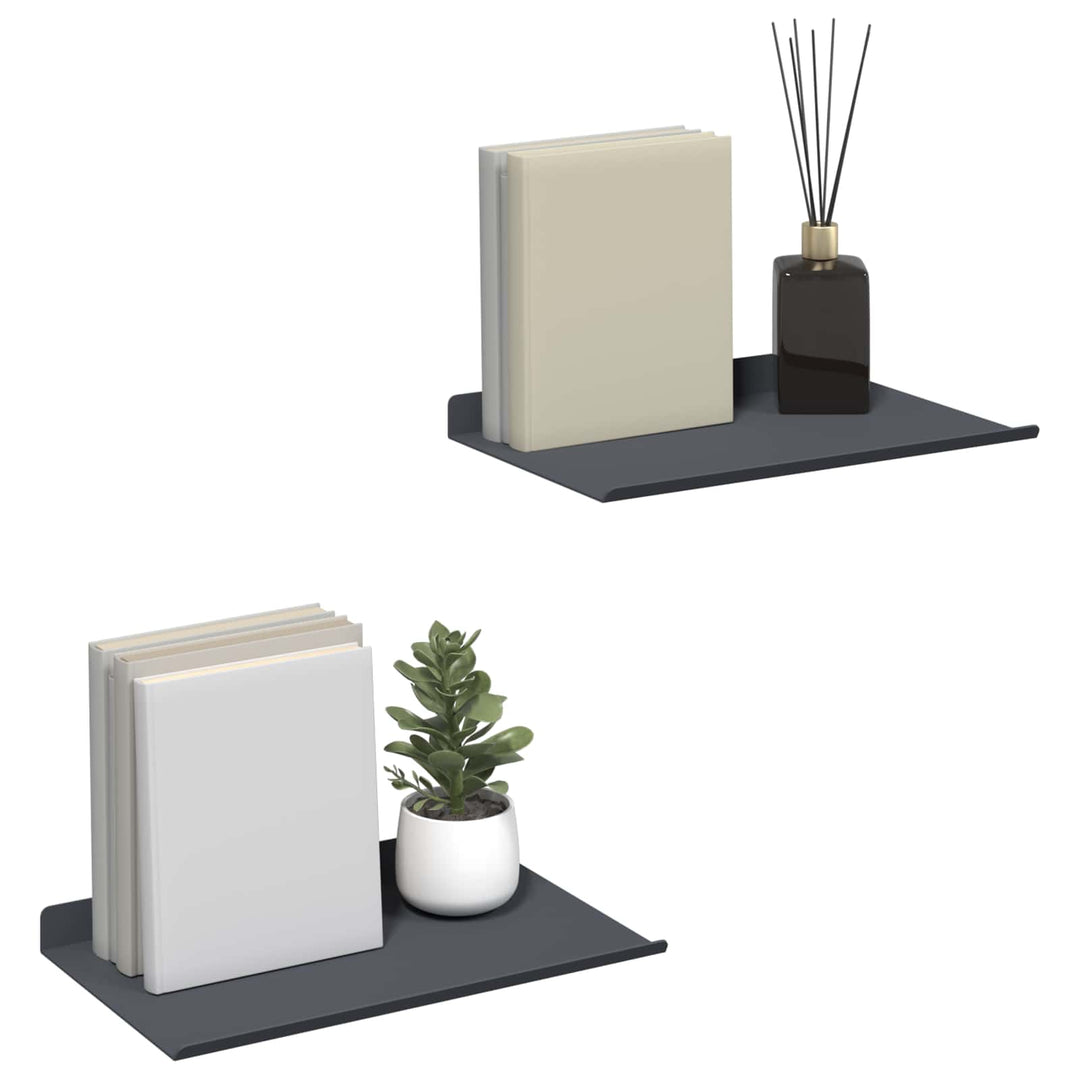 Svævende hylde Vægmonteret 2 pcs Antracit 30 x 18 x 2,5 cm Stål