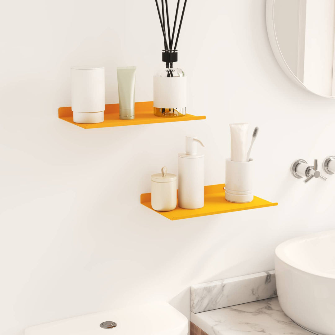 Svævende hylde 2 pcs Sennepsgul 30 x 18 x 2,5 cm Stål