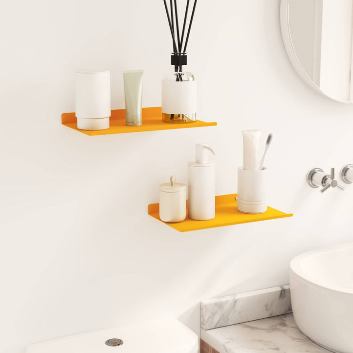 Svævende hylde 2 pcs Sennepsgul 30 x 18 x 2,5 cm Stål