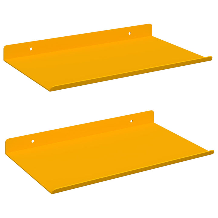 Svævende hylde 2 pcs Sennepsgul 30 x 18 x 2,5 cm Stål