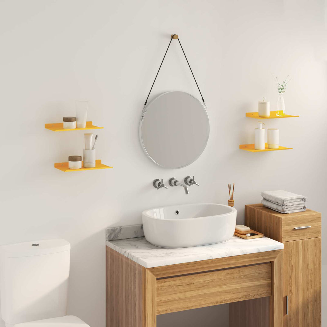 Svævende hylde 4 pcs Sennepsgul 30 x 18 x 2,5 cm Stål