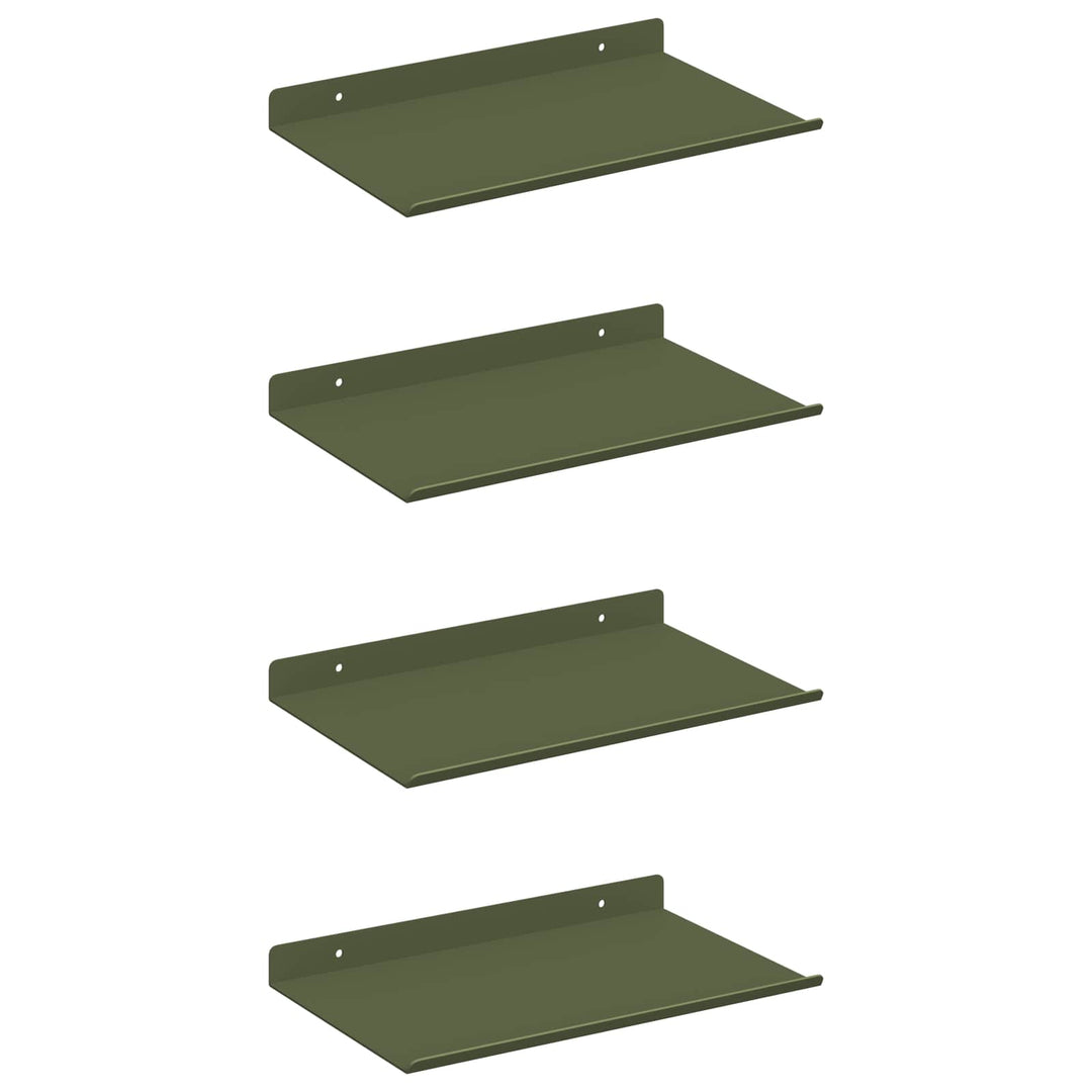 Svævende hylde 4 pcs Oliven grøn 30 x 18 x 2,5 cm Stål
