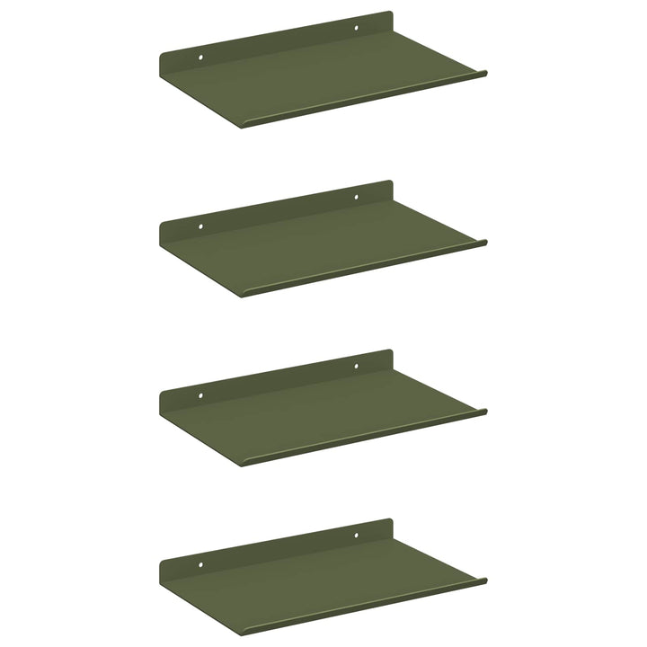 Svævende hylde 4 pcs Oliven grøn 30 x 18 x 2,5 cm Stål