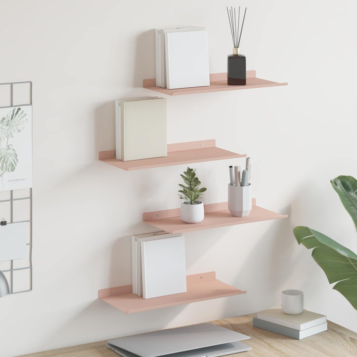 Svævende hylde Vægmonteret 4 pcs Lyserød 40 x 18 x 2,5 cm Stål