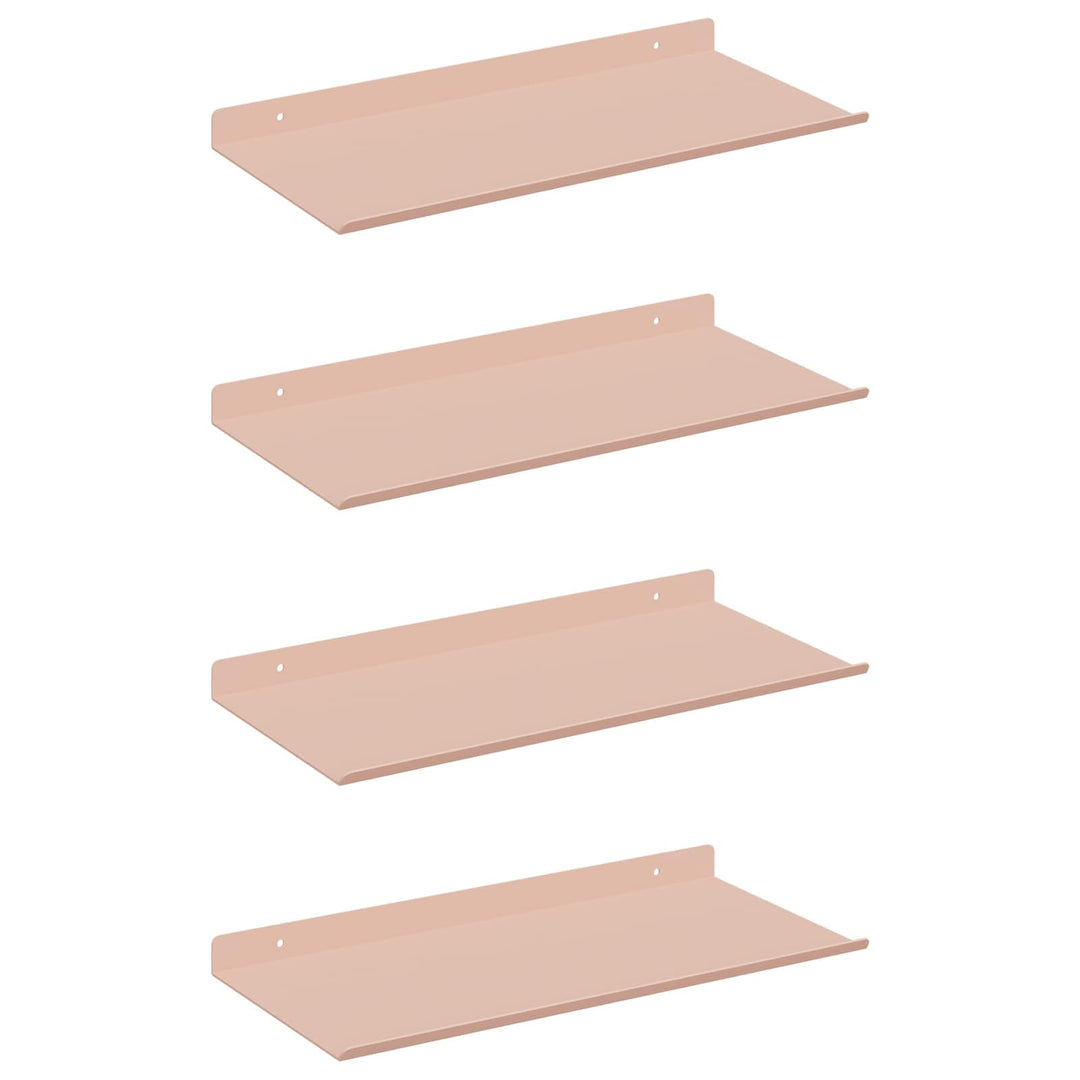 Svævende hylde Vægmonteret 4 pcs Lyserød 40 x 18 x 2,5 cm Stål