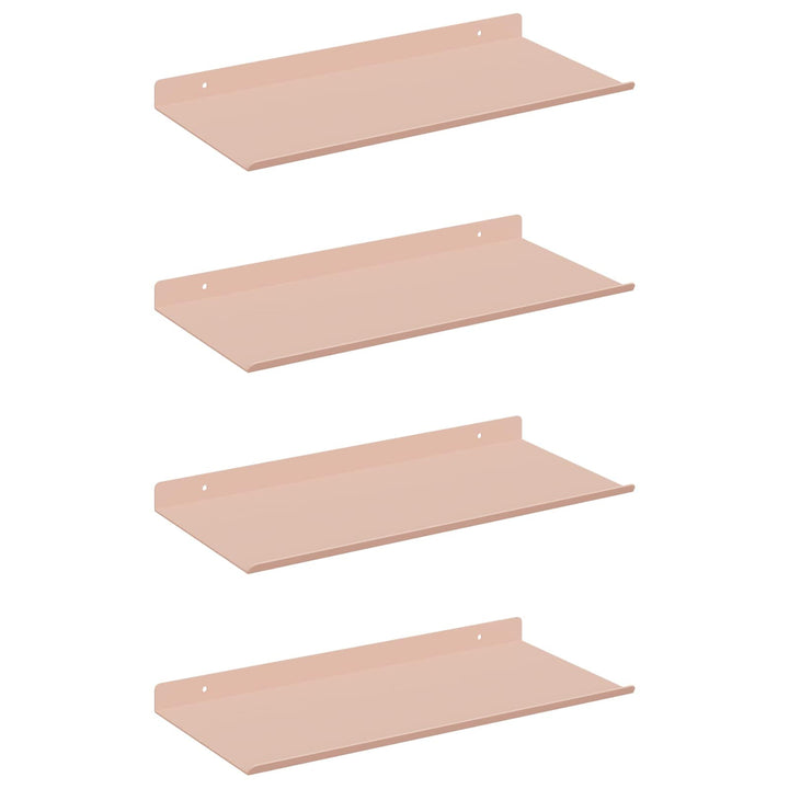Svævende hylde Vægmonteret 4 pcs Lyserød 40 x 18 x 2,5 cm Stål