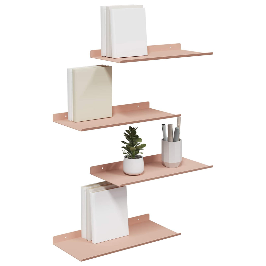 Svævende hylde Vægmonteret 4 pcs Lyserød 40 x 18 x 2,5 cm Stål