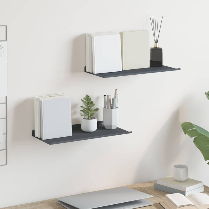 Svævende hylde Vægmonteret 2 pcs Antracit 40 x 18 x 2,5 cm Stål