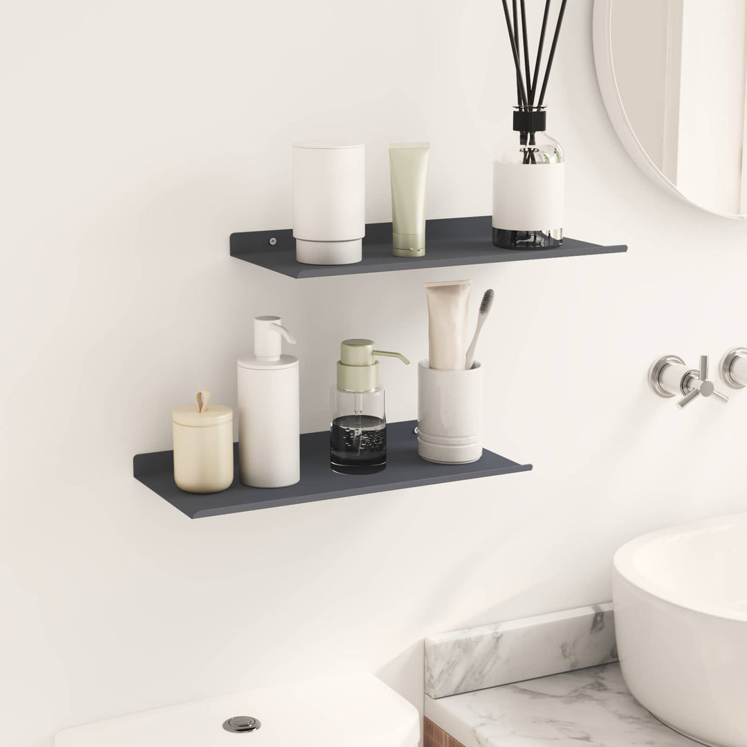 Svævende hylde Vægmonteret 2 pcs Antracit 40 x 18 x 2,5 cm Stål
