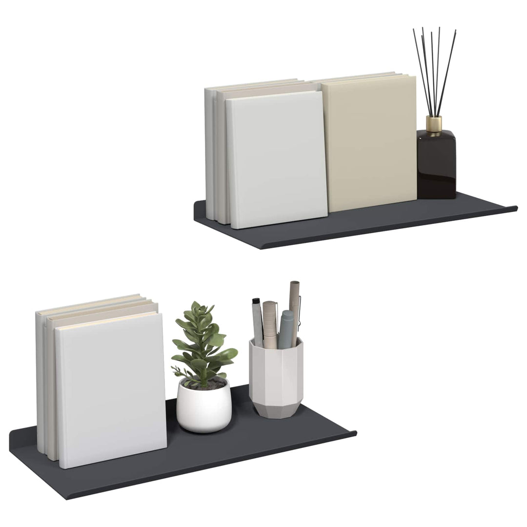 Svævende hylde Vægmonteret 2 pcs Antracit 40 x 18 x 2,5 cm Stål