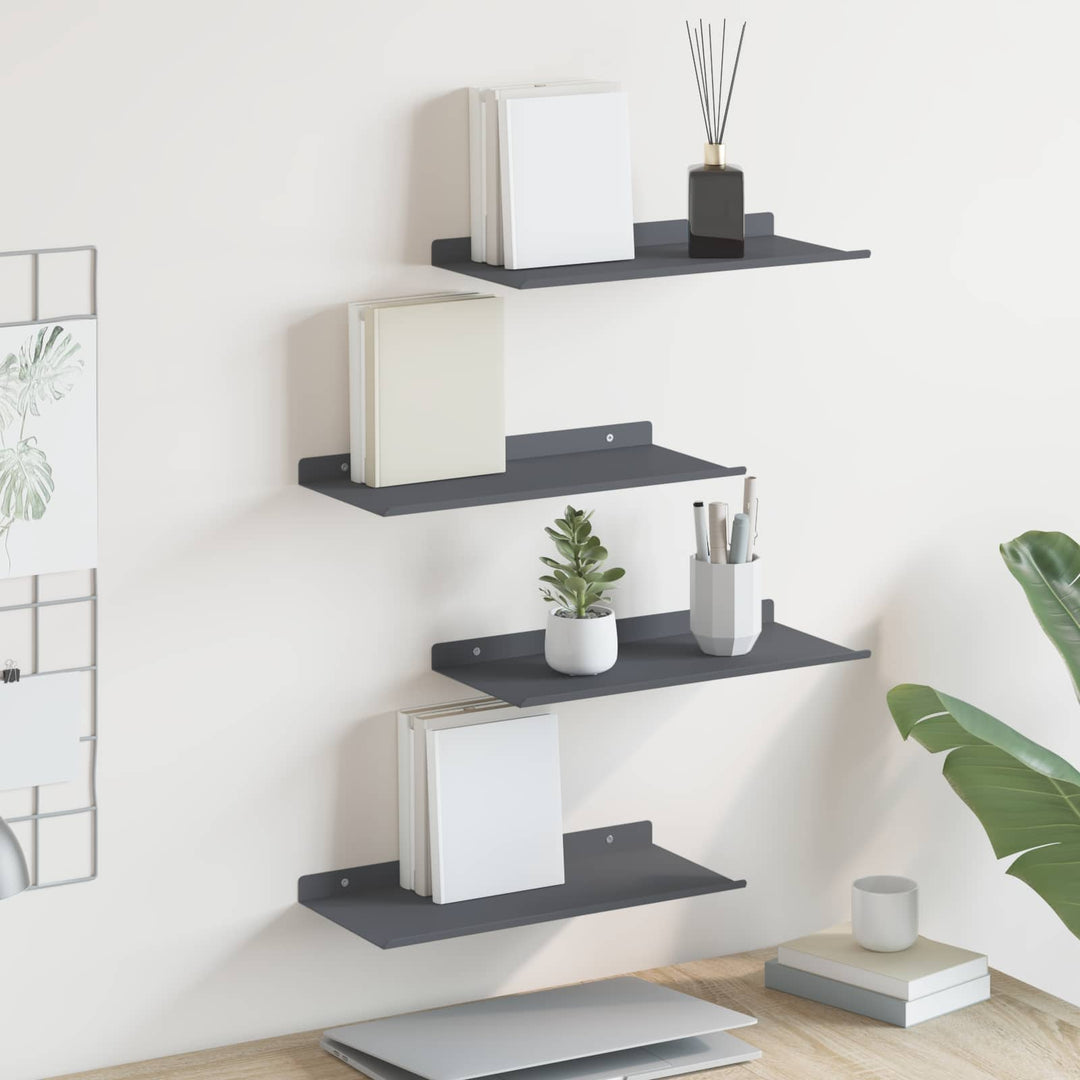 Svævende hylde Vægmonteret 4 pcs Antracit 40 x 18 x 2,5 cm Stål