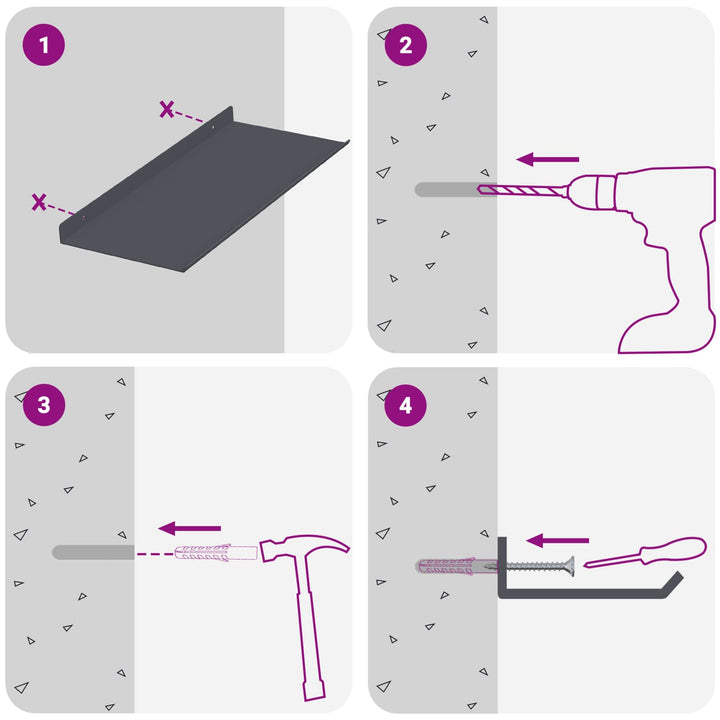 Svævende hylde Vægmonteret 4 pcs Antracit 40 x 18 x 2,5 cm Stål