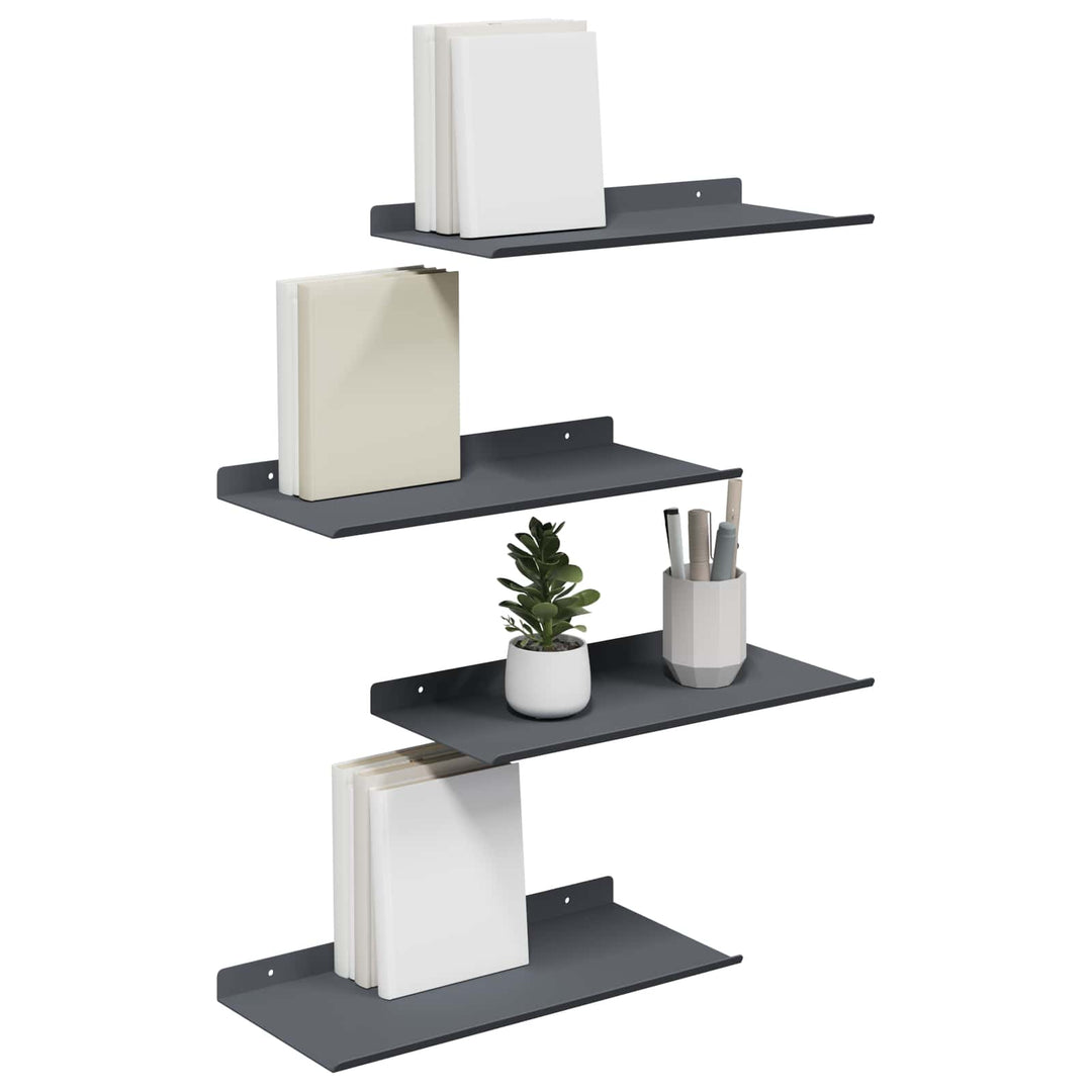 Svævende hylde Vægmonteret 4 pcs Antracit 40 x 18 x 2,5 cm Stål
