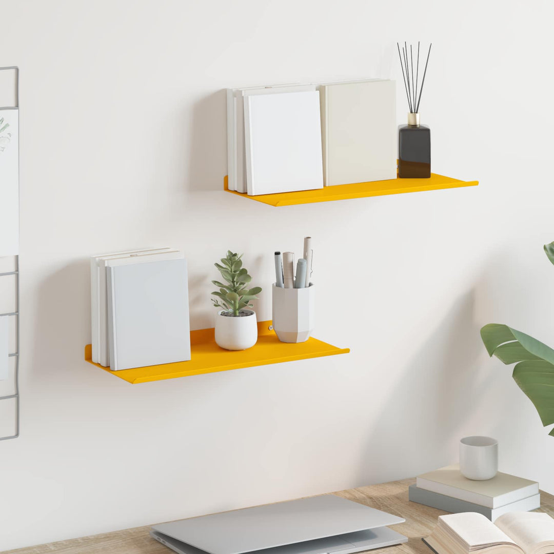 Svævende hylde 2 pcs Sennepsgul 40 x 18 x 2,5 cm Stål