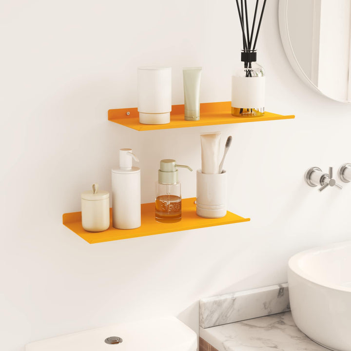 Svævende hylde 2 pcs Sennepsgul 40 x 18 x 2,5 cm Stål