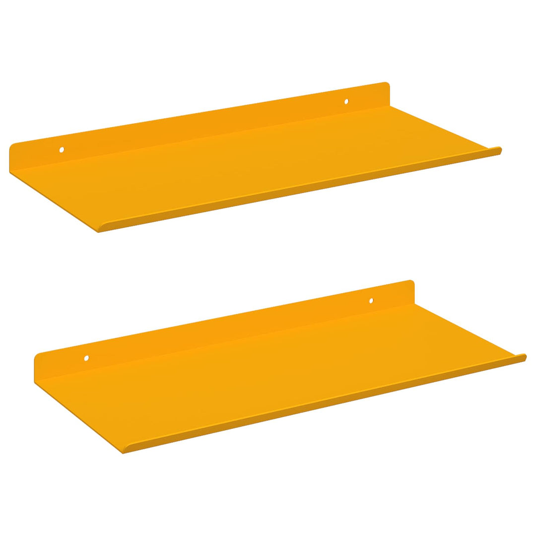 Svævende hylde 2 pcs Sennepsgul 40 x 18 x 2,5 cm Stål