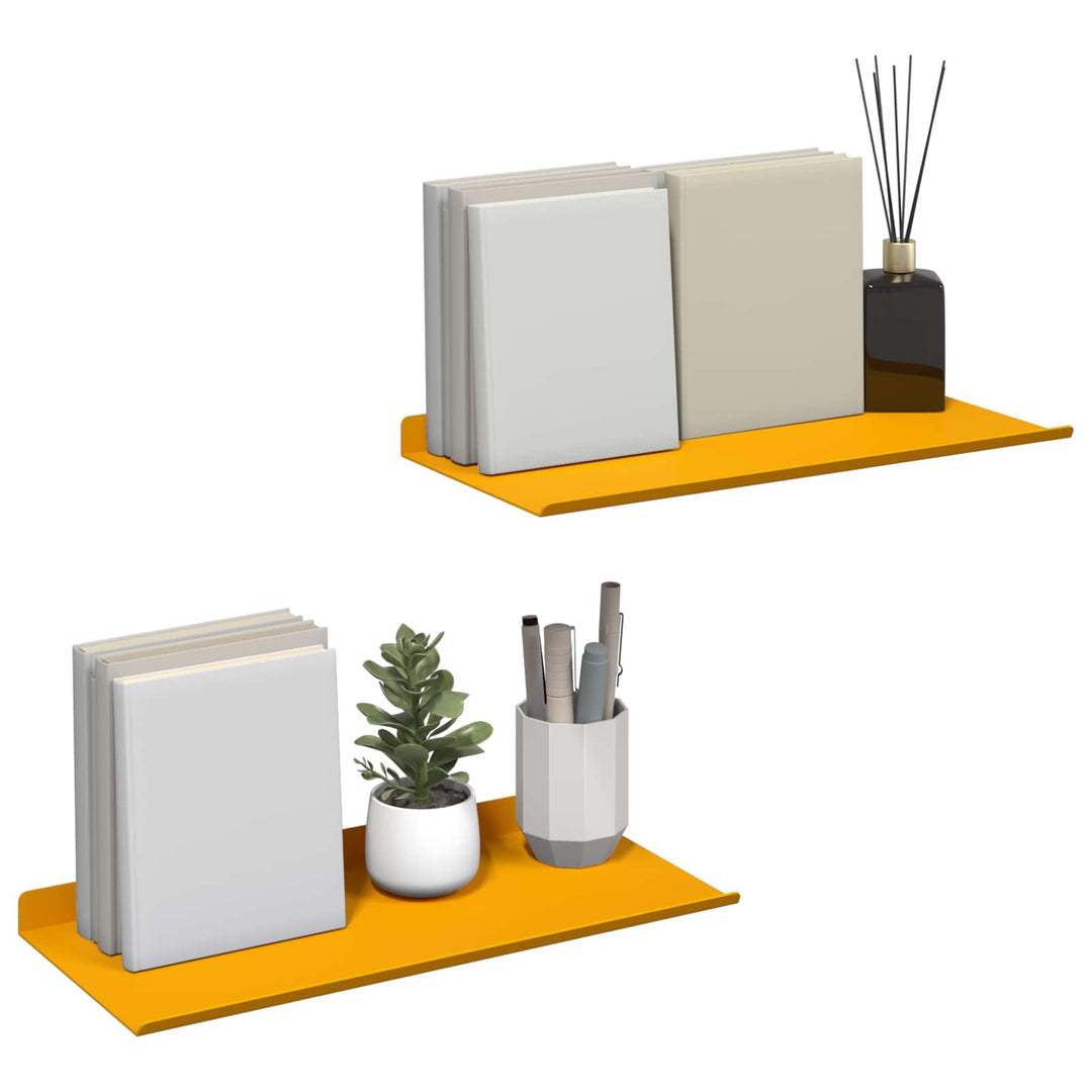 Svævende hylde 2 pcs Sennepsgul 40 x 18 x 2,5 cm Stål