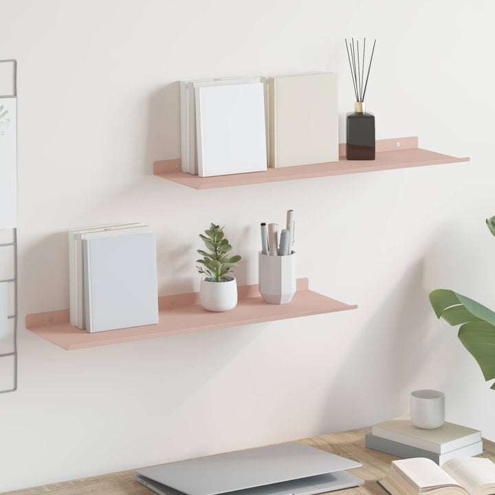Svævende hylde Vægmonteret 2 pcs Lyserød 60 x 18 x 2,5 cm Stål