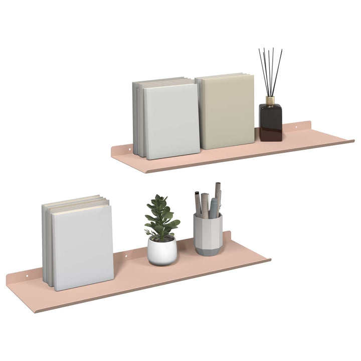 Svævende hylde Vægmonteret 2 pcs Lyserød 60 x 18 x 2,5 cm Stål