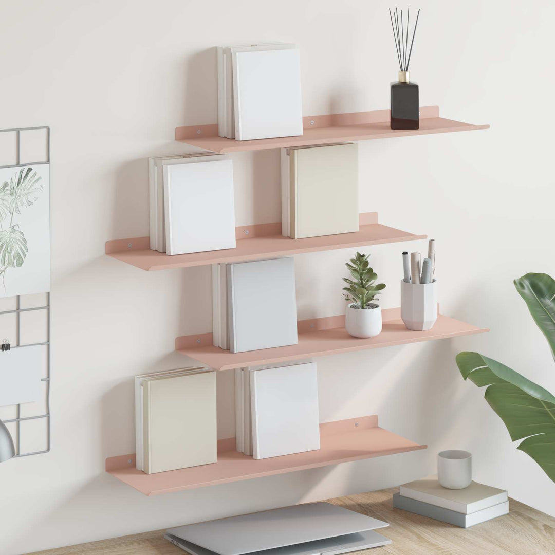 Svævende hylde Vægmonteret 4 pcs Lyserød 60 x 18 x 2,5 cm Stål
