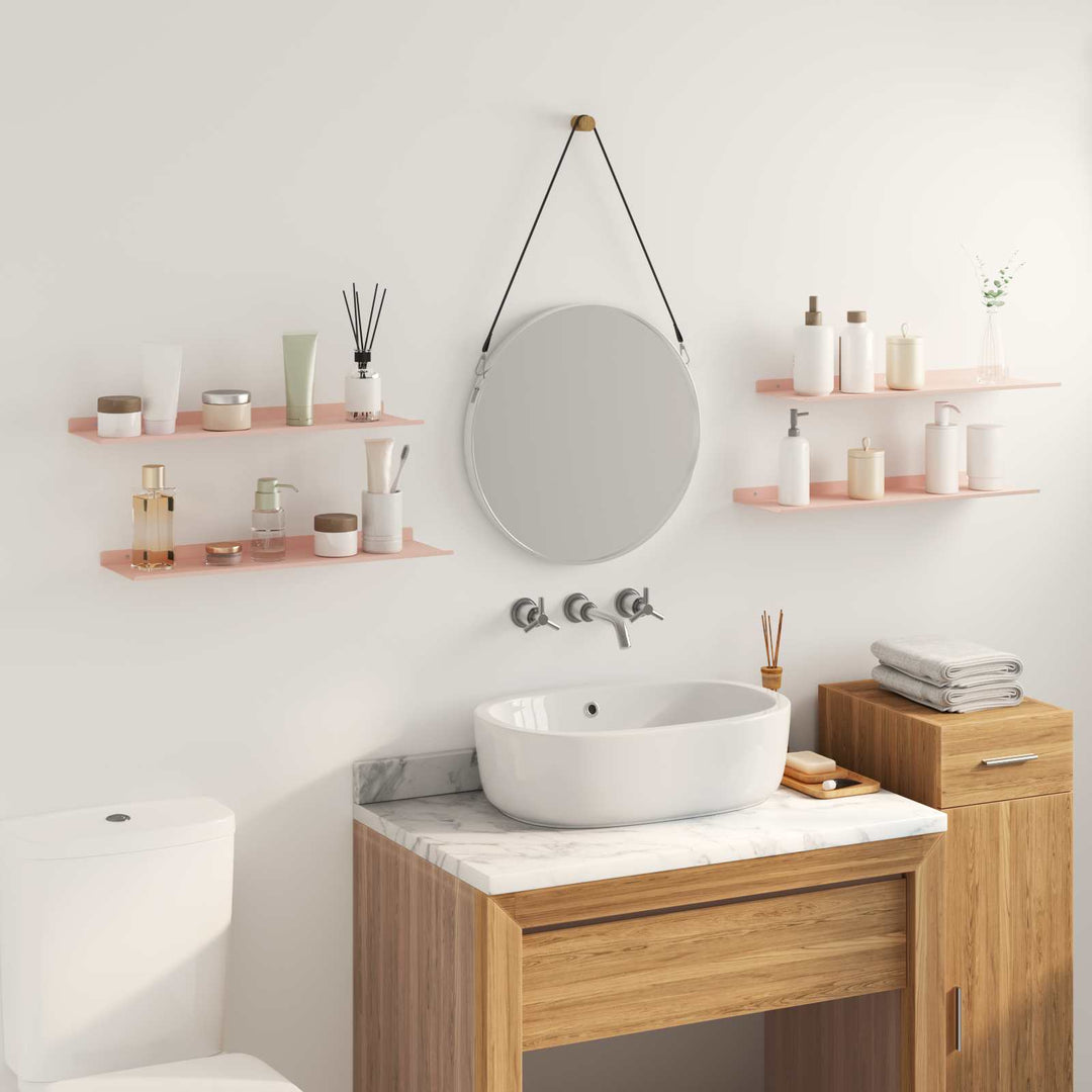 Svævende hylde Vægmonteret 4 pcs Lyserød 60 x 18 x 2,5 cm Stål