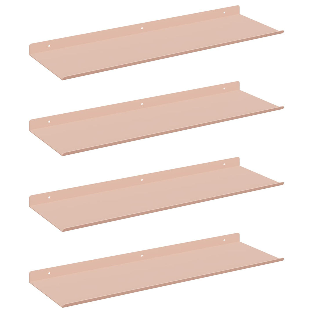 Svævende hylde Vægmonteret 4 pcs Lyserød 60 x 18 x 2,5 cm Stål