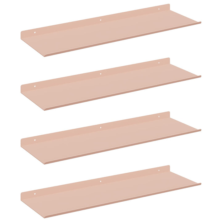 Svævende hylde Vægmonteret 4 pcs Lyserød 60 x 18 x 2,5 cm Stål
