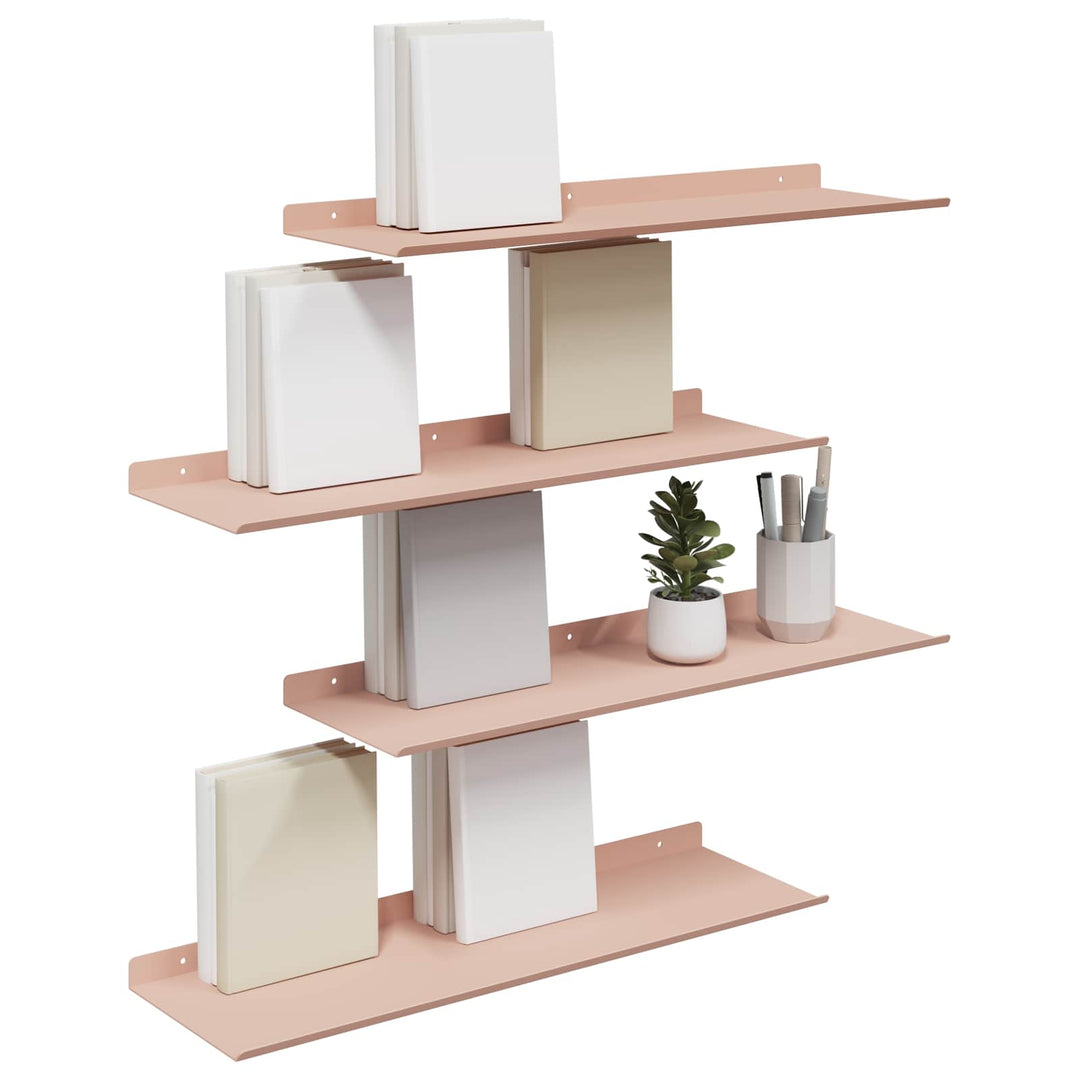Svævende hylde Vægmonteret 4 pcs Lyserød 60 x 18 x 2,5 cm Stål