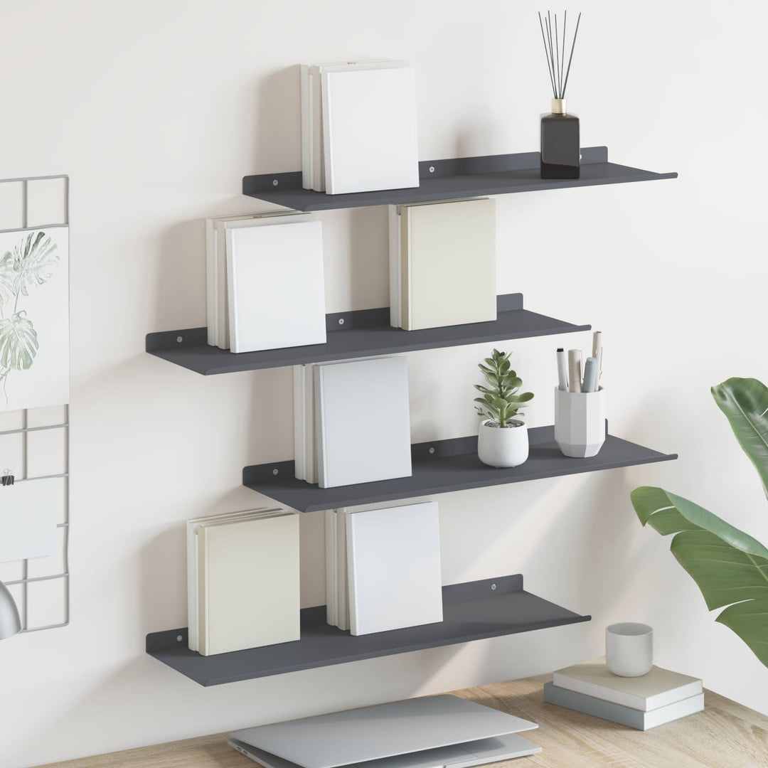 Svævende hylde Vægmonteret 4 pcs Antracit 60 x 18 x 2,5 cm Stål