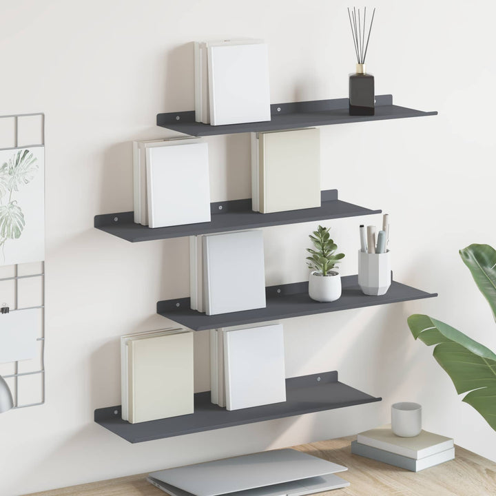 Svævende hylde Vægmonteret 4 pcs Antracit 60 x 18 x 2,5 cm Stål