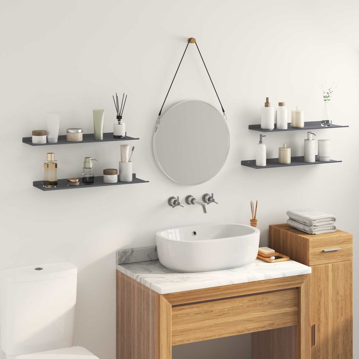 Svævende hylde Vægmonteret 4 pcs Antracit 60 x 18 x 2,5 cm Stål