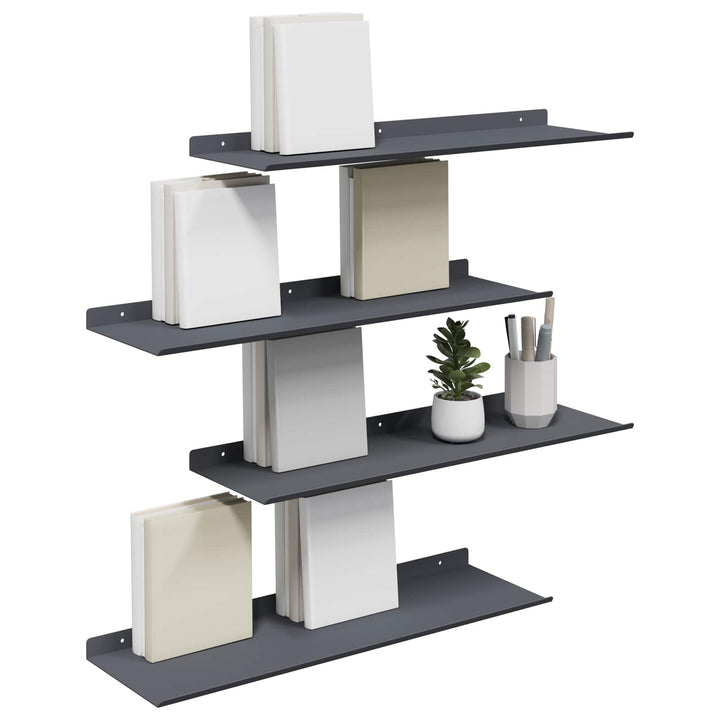 Svævende hylde Vægmonteret 4 pcs Antracit 60 x 18 x 2,5 cm Stål