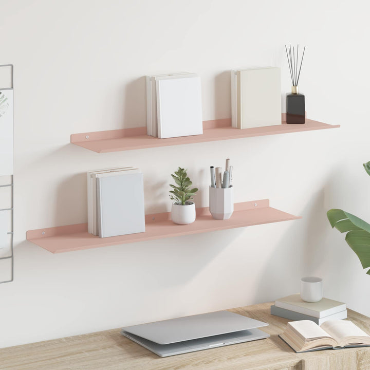 Svævende hylde Vægmonteret 2 pcs Lyserød 80 x 18 x 2,5 cm Stål