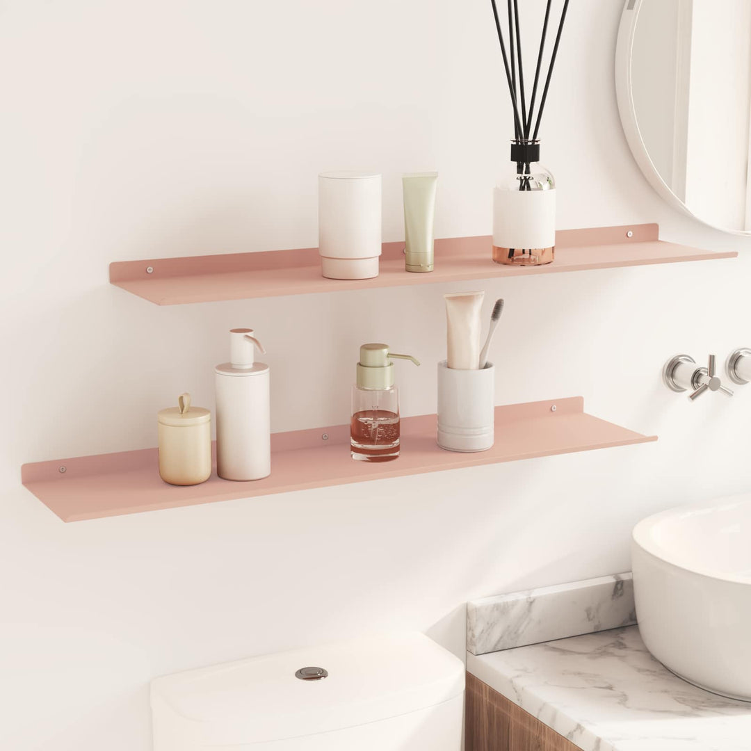 Svævende hylde Vægmonteret 2 pcs Lyserød 80 x 18 x 2,5 cm Stål