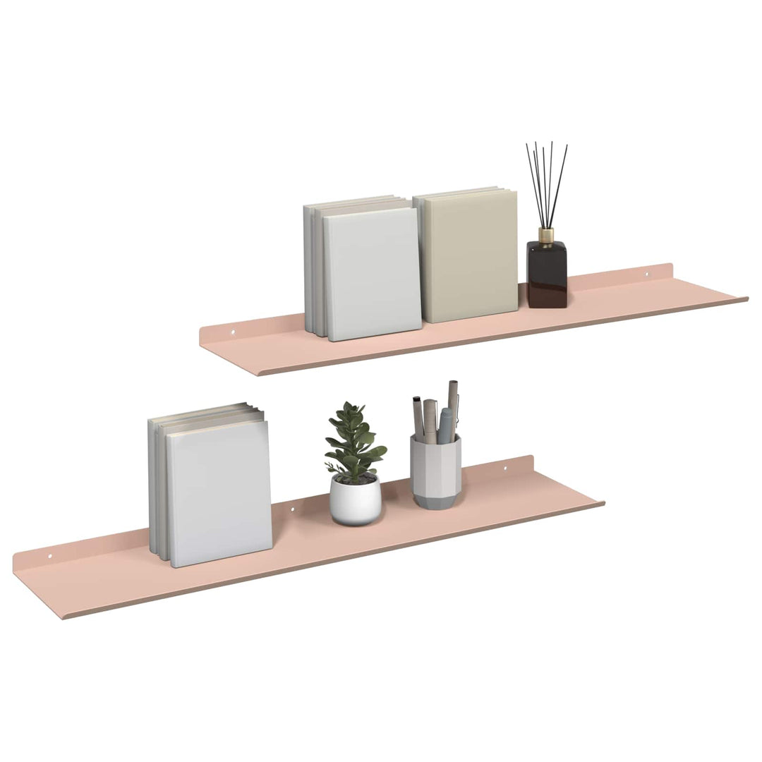 Svævende hylde Vægmonteret 2 pcs Lyserød 80 x 18 x 2,5 cm Stål
