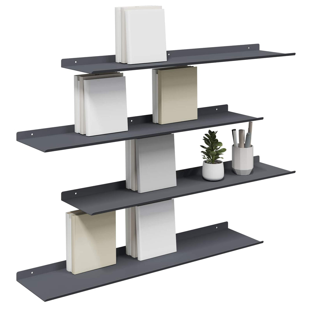 Svævende hylde Vægmonteret 4 pcs Antracit 80 x 18 x 2,5 cm Stål