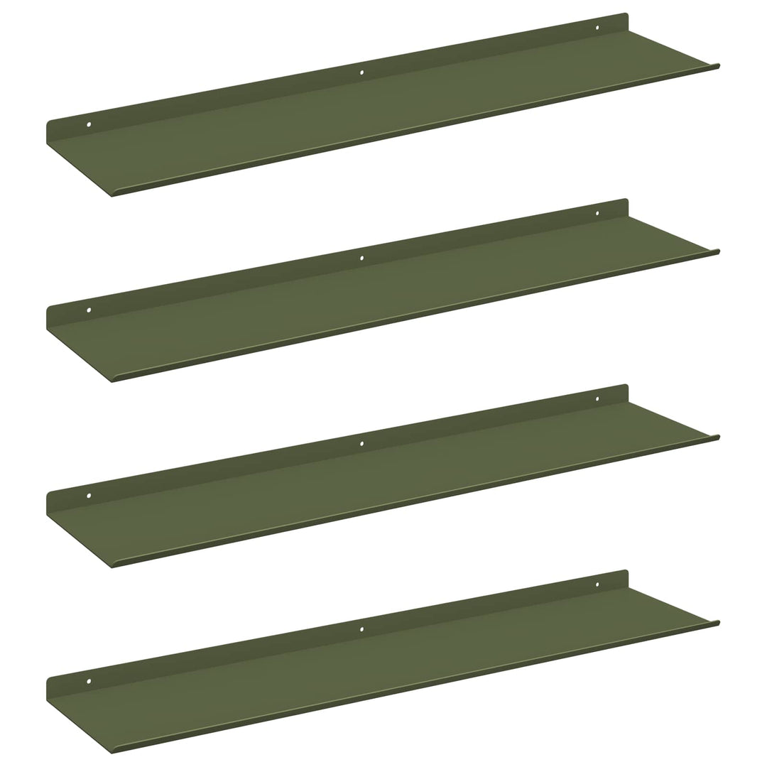 Svævende hylde 4 pcs Oliven grøn 80 x 18 x 2,5 cm Stål