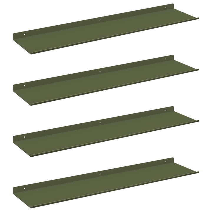 Svævende hylde 4 pcs Oliven grøn 80 x 18 x 2,5 cm Stål
