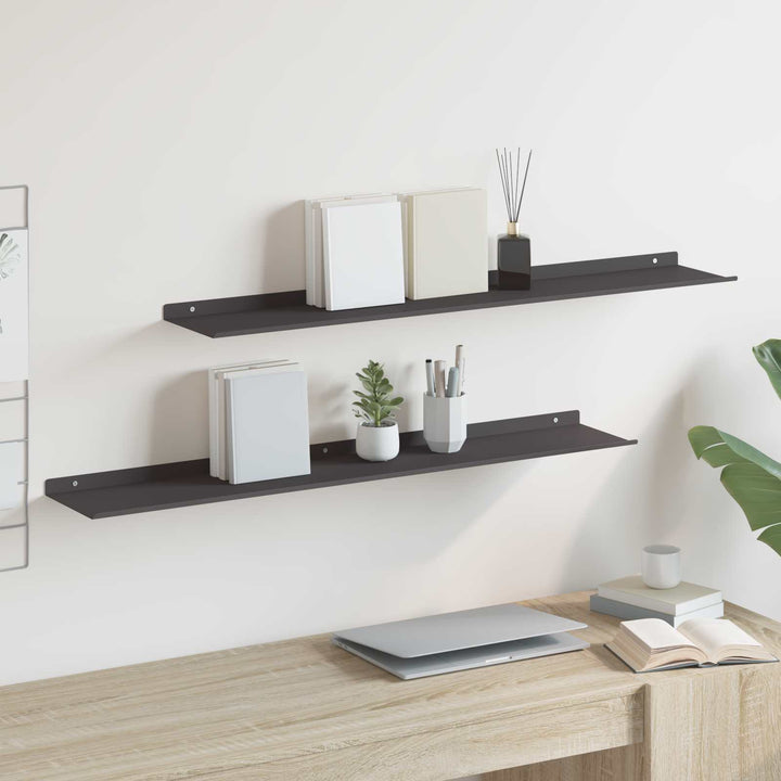Svævende hylde Vægmonteret 2 pcs Sort 100 x 18 x 2,5 cm Stål
