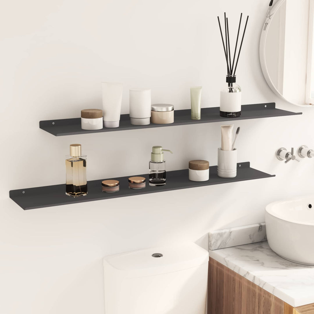 Svævende hylde Vægmonteret 2 pcs Sort 100 x 18 x 2,5 cm Stål