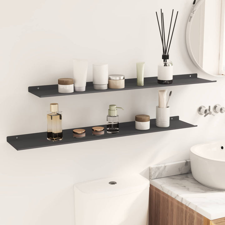 Svævende hylde Vægmonteret 2 pcs Sort 100 x 18 x 2,5 cm Stål