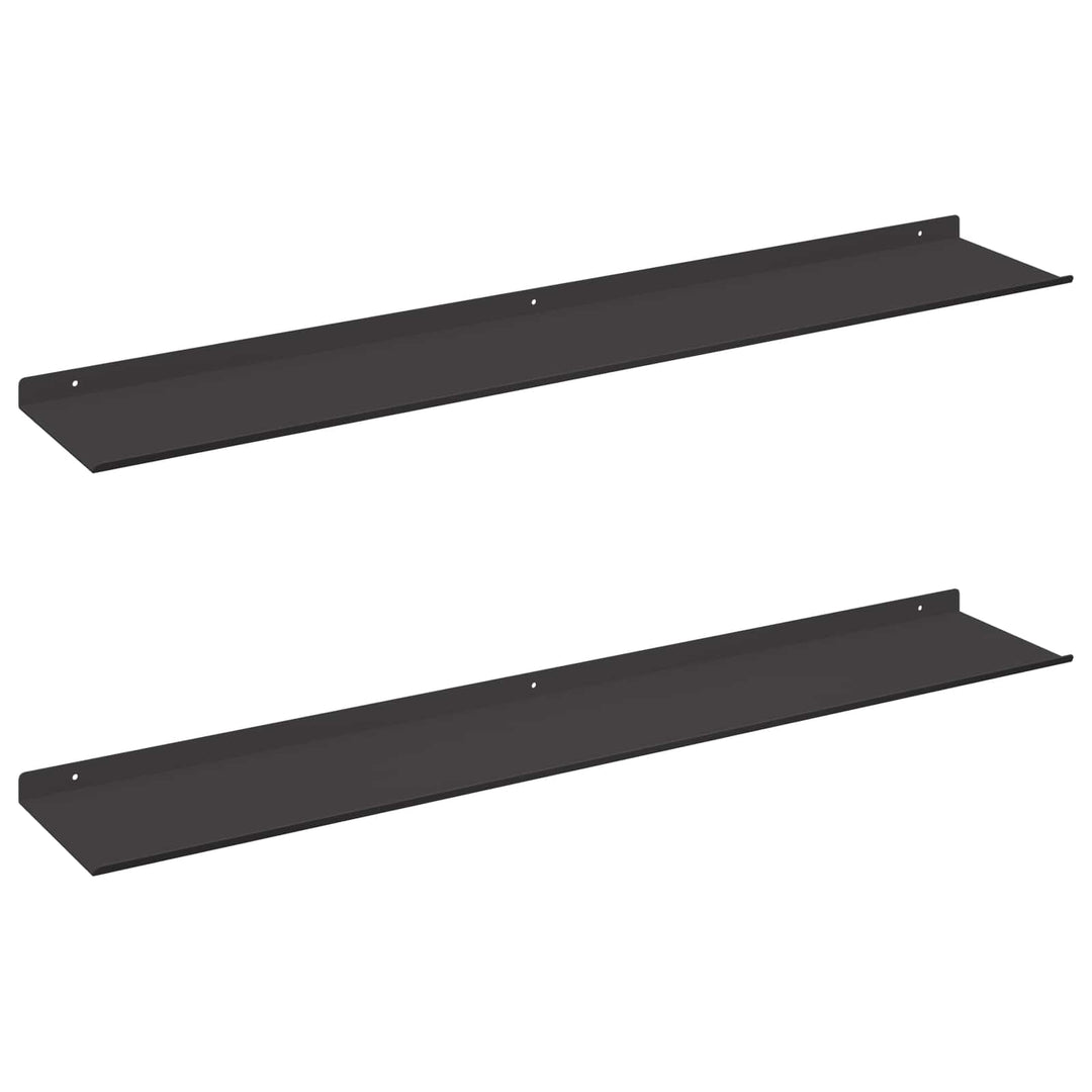 Svævende hylde Vægmonteret 2 pcs Sort 100 x 18 x 2,5 cm Stål